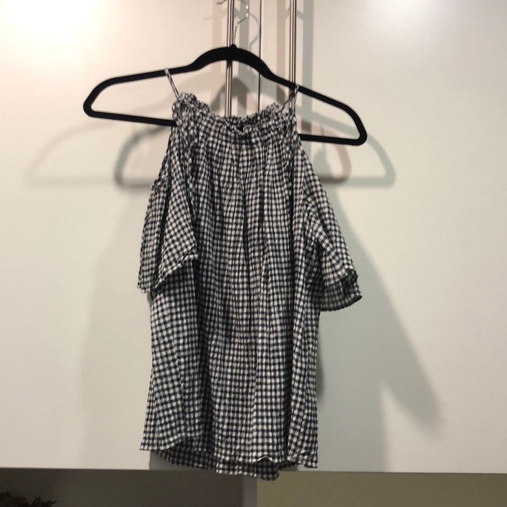 Gingham top off shoulder halter
